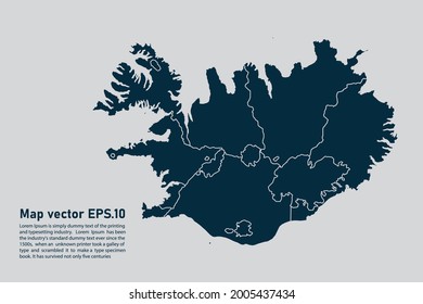 Iceland map vector. isolated on light gray background