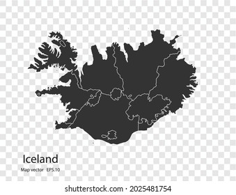 Iceland map vector, isolated on transparent background