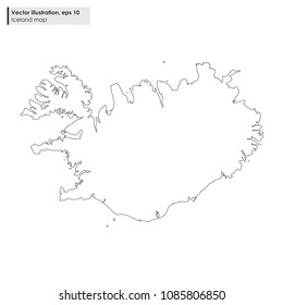 iceland map vector line illustration on white background