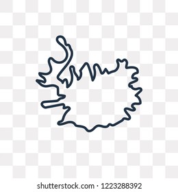 Iceland map vector outline icon isolated on transparent background, high quality linear Iceland map transparency concept can be used web and mobile