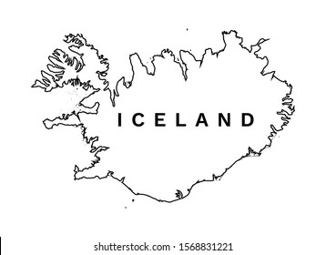 Iceland Map Vector Outline Isolated on White