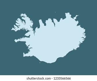 Iceland map vector using blue border lines on dark background illustration