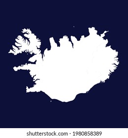 Iceland map vector. white color on blue background.