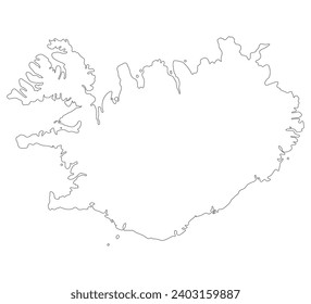 Iceland map. Map of Iceland in white color