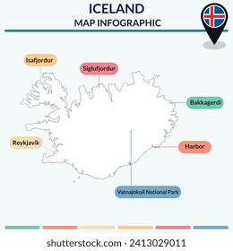 Iceland map. Map of Iceland in white color