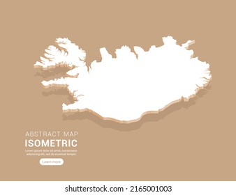 Iceland map white on brown background with isometric vector.