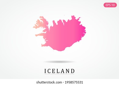 Iceland Map - World Map International vector template with Pink gradient color isolated on white background - Vector illustration eps 10