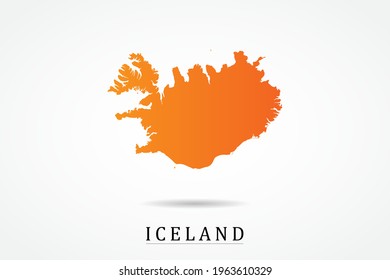 Mapa de Islandia - Mapa Mundial Plantilla vectorial internacional con color degradado de naranja aislado en fondo blanco - Ilustración vectorial eps 10