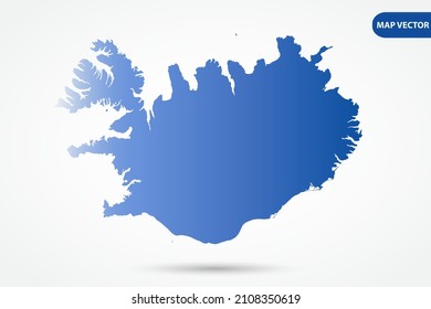 Mapa de Islandia - Mapa Mundial Plantilla vectorial internacional con color degradado azul aislado en fondo blanco para diseño, educación, sitio web, infografía - Ilustración vectorial eps 10