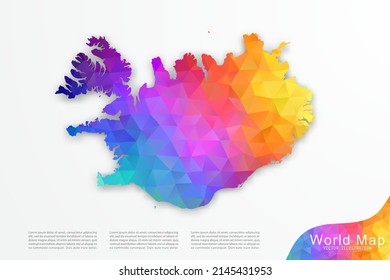 Iceland Map - World Map International vector template with polygon style and gradient colorful isolated on white background for website, design, infographic - Vector illustration eps 10