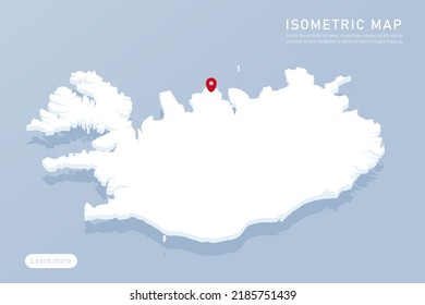 Mapa de Islandia - Mapa mundial Modelo vectorial internacional con estilo isométrico que incluye sombra, blanco, color azul aislado en fondo azul para el diseño, infografía - Ilustración vectorial eps 10