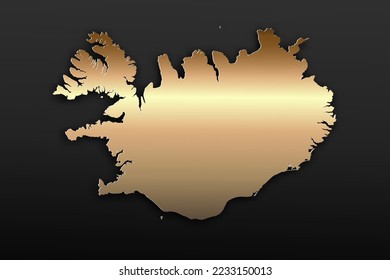 Mapa de Islandia - Mapa mundial Planilla vectorial internacional con 3D, estilo de lujo dorado que incluye sombra sobre el fondo negro para el diseño, la educación, el sitio web, la infografía - Ilustración vectorial eps 10