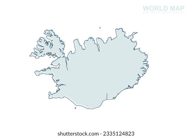 Iceland Map - World map International vector template with blue stork line and blue geometric shapes isolated on white background for design, infographic, website - Vector illustration eps 10
