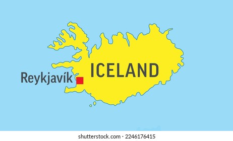 Iceland Map. Zoom on World Map. Vector Illustration
