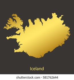 Iceland map,border with golden gradient. Vector illustration