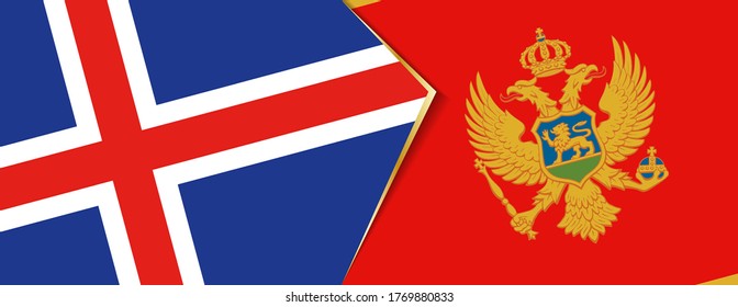 Iceland and Montenegro flags, two vector flags symbol of relationship or confrontation.