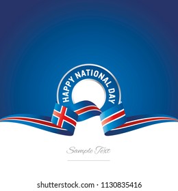 Iceland National Day ribbon logo icon