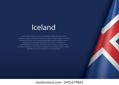 Iceland national flag isolated on dark background with copyspace