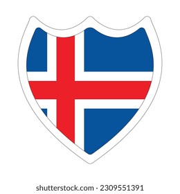 Iceland national flag. Flag of Iceland in shape. 
