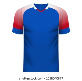 Iceland national soccer team shirt in generic country colors for fan apparel.