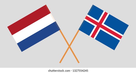 Iceland and Netherlands. The Icelandic and Netherlandish flags. Official colors. Correct proportion. Vector illustration