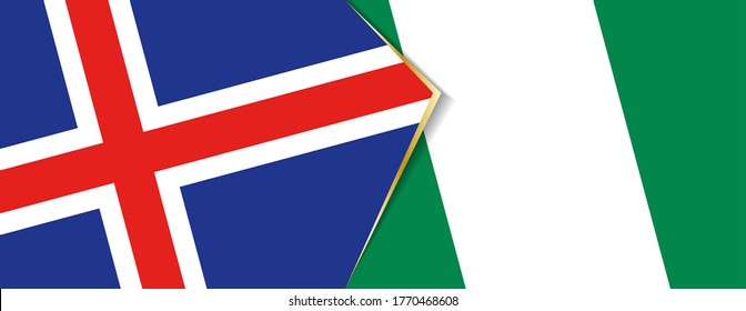 Island und Nigeria - zwei Vektorflaggen - Symbol für Beziehung oder Konfrontation.