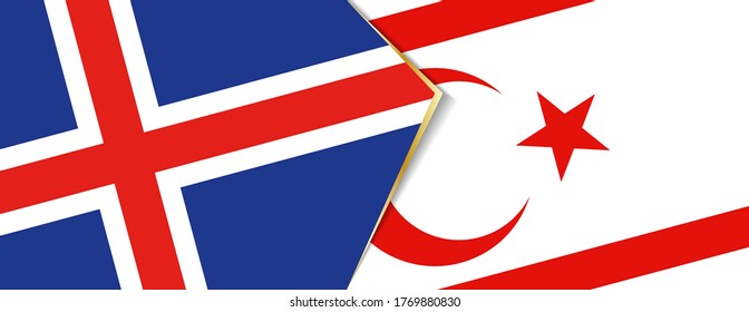 Iceland and Northern Cyprus flags, two vector flags symbol of relationship or confrontation.