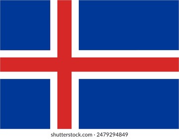 Iceland official flag vector with standard size and proportion. National flag emblem with accurate size and colors.