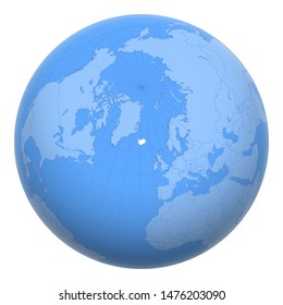 Iceland on the globe. Earth centered at the location of Iceland. Map of Iceland. Includes layer with capital cities.
