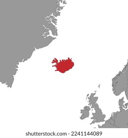 Iceland on world map. Vector illustration.