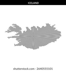 Iceland outline in concentric lines: an abstract design.