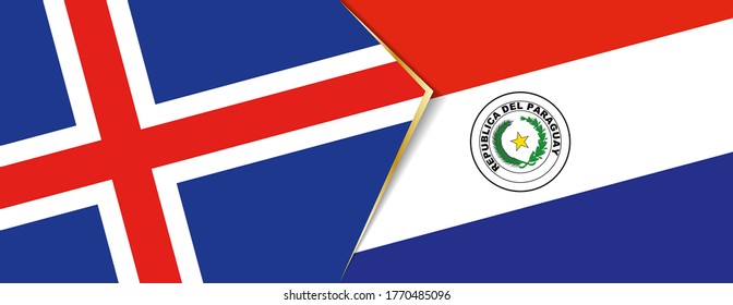 Iceland and Paraguay flags, two vector flags symbol of relationship or confrontation.