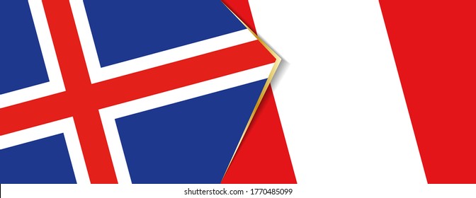 Iceland and Peru flags, two vector flags symbol of relationship or confrontation.