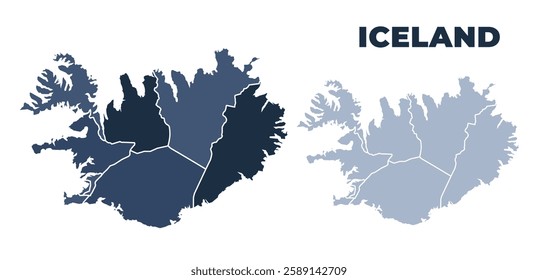 Iceland political map with states border outline