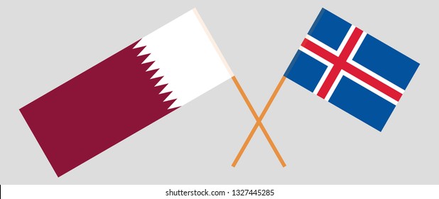 Iceland and Qatar. The Icelandic and Qatari flags. Official colors. Correct proportion. Vector illustration