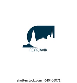 Iceland Reykjavik city modern panorama landmark shape vector logo icon