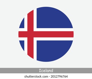 Iceland Round Circle Flag. Icelandic Circular Button Banner Icon. EPS Vector svg