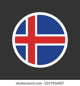 Iceland Round Circle Flag Vector Design