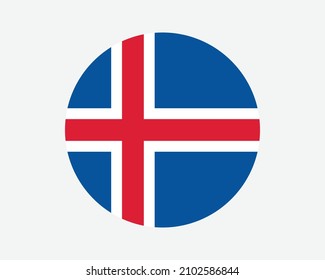 Iceland Round Country Flag. Icelandic Circle National Flag. Iceland Circular Shape Button Banner. EPS Vector Illustration. svg