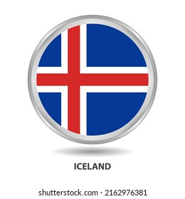 Iceland round flag design is used as badge, button, icon, wall painting