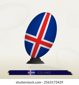 Iceland Rugby Ball on Rugby Kicking Tees with Modern Design. Illustration perfect for sports, national pride, and rugby-related projects.