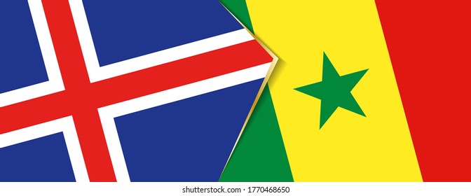 Flaggen aus Island und Senegal, zwei Vektorflaggen Symbol für Beziehung oder Konfrontation.
