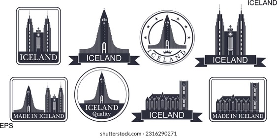 Iceland set. Isolated Iceland on white background