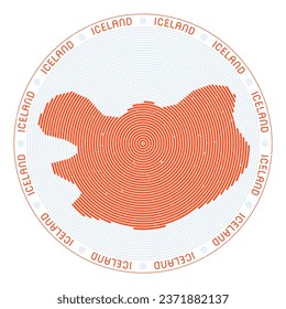 Iceland shape radial arcs. Country round icon. Iceland logo design poster. Awesome vector illustration.