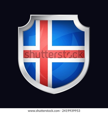 Iceland Silver Shield Flag Icon