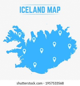 Iceland Simple Map With Map Icons