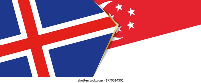 Iceland and Singapore flags, two vector flags symbol of relationship or confrontation.