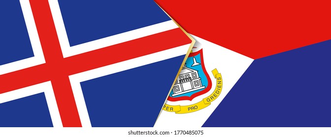 Iceland and Sint Maarten flags, two vector flags symbol of relationship or confrontation.