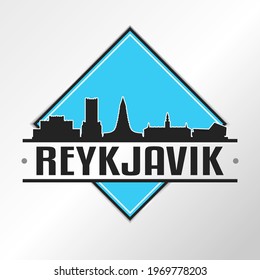Reykjavík, Iceland Skyline Logo. Adventure Landscape Design Vector City Illustration Vector illustration.