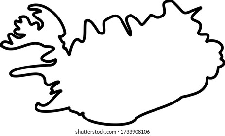 Iceland - solid black outline border map of country area. Simple flat vector illustration.